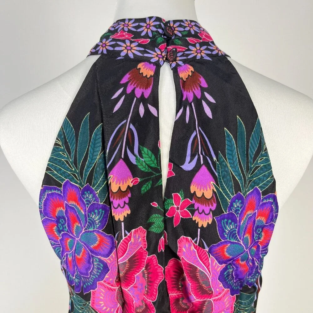 NWT Johnny Was Jade Women's Devi Silk Blend Halter Floral Blouse Size M - Picture 6 of 12